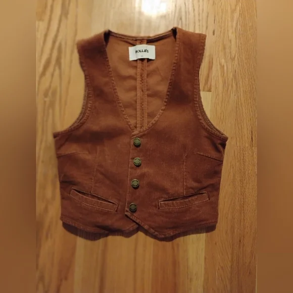 ***Rollas Brown Corduroy Vest Size S** - Picture 3 of 4